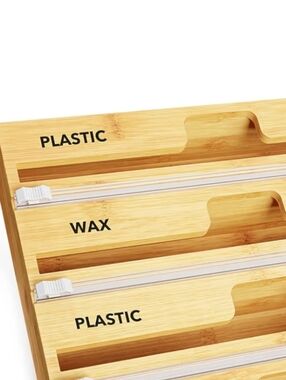 SpaceAid WrapNeat 3 in 1 Wrap Organizer with Cutter Bamboo